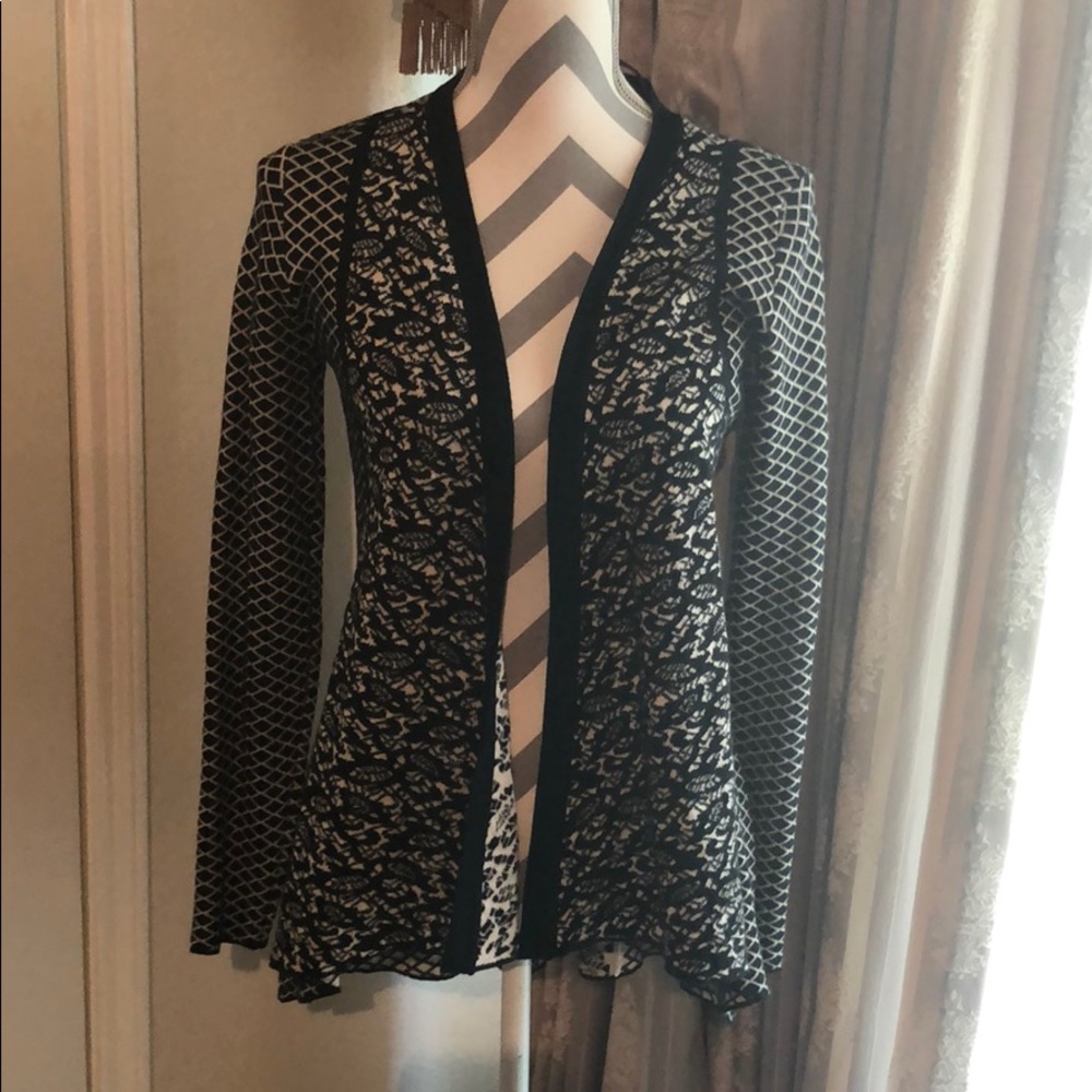 Beldini black and white hi low cardigan S